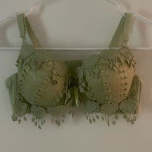 Green Lace Push-Up Bra (36B)